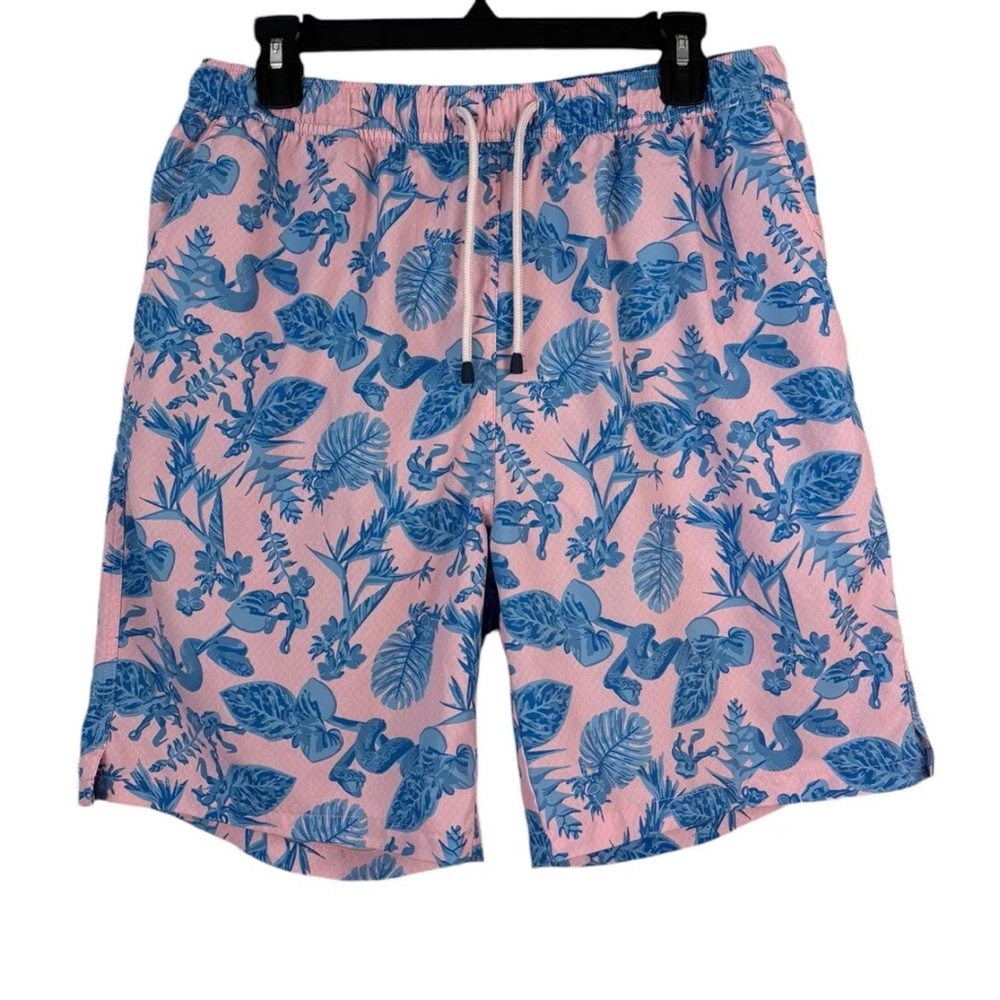 Peter Millar Seaside Collection Pink Snake Print Swimsuit Swim Trunks L Large